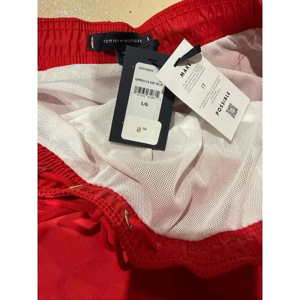 Tommy Hilfiger Red Logo Brief Lined Swim Trunks NWT